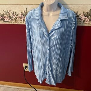 Women's Blue Pleated Pajama Top